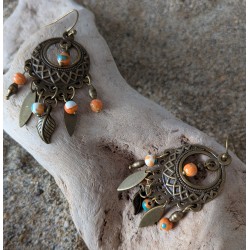 BOUCLES D'OREILLES / BOHEME / FEUILLE / COLORE